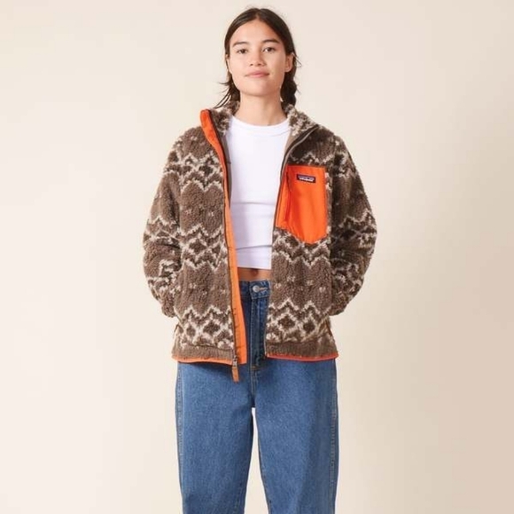 Patagonia Brown and Orange Fleece Jacket - Picture 2 of 9